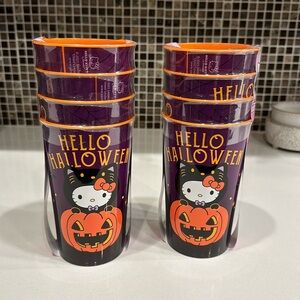 HELLO KITTY HALLOWEEN 🎃 PLASTIC TUMBLERS NEW IN PACKAGE 2 SETS OF 4
